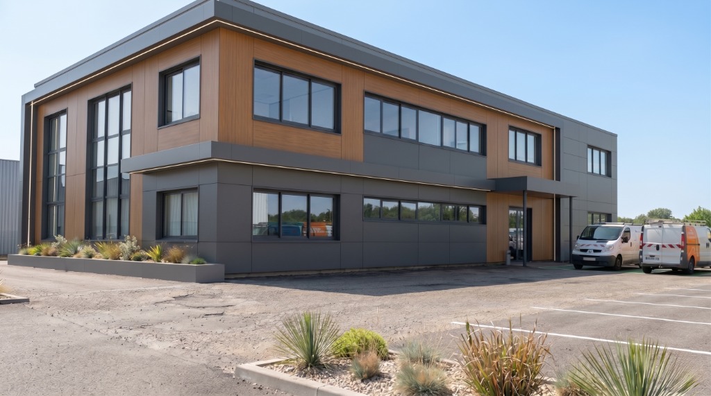 Bâtiment tertiaire avant pose film solaire