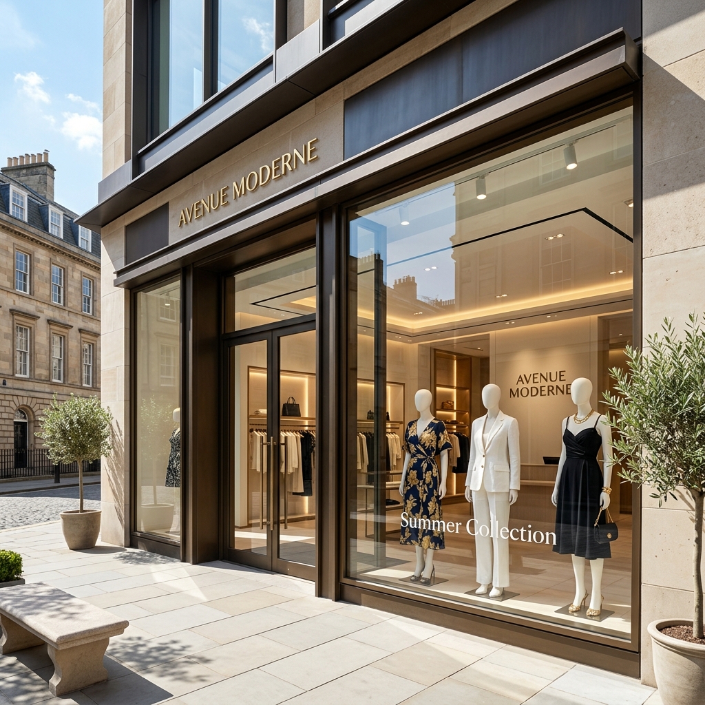 Vitrine de boutique commerciale protégée par un film anti-UV transparent